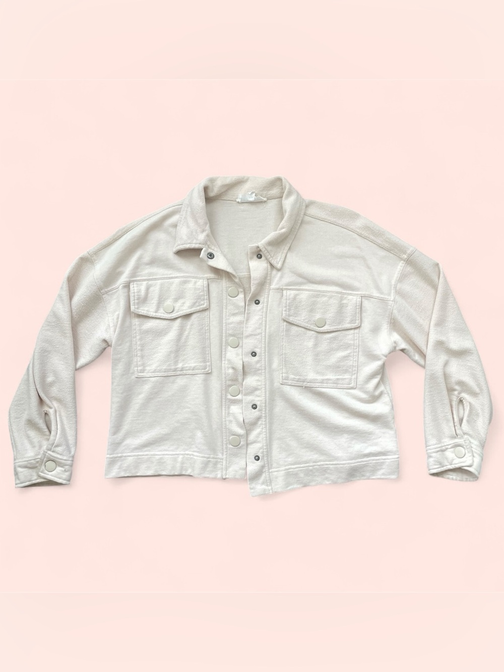 4/$25 Hippie Rose Cream Button-Front Shacket Jacket